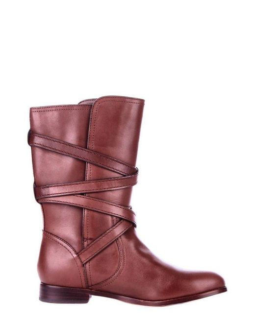 Ralph Lauren Red Strap Detailed Boots