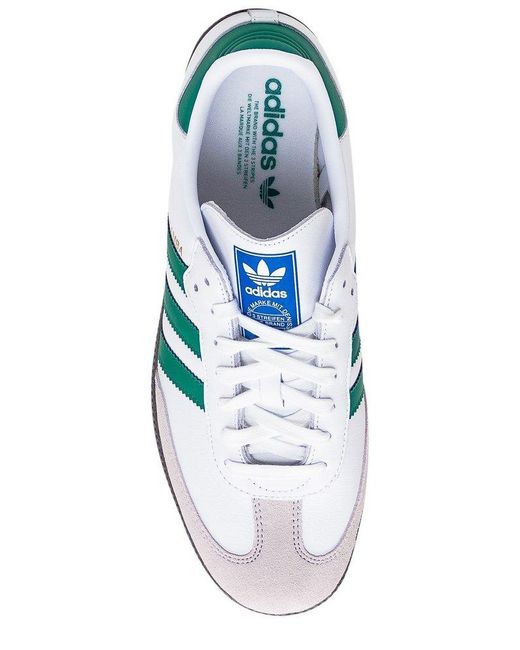 Adidas White And Green Samba Og Trainers