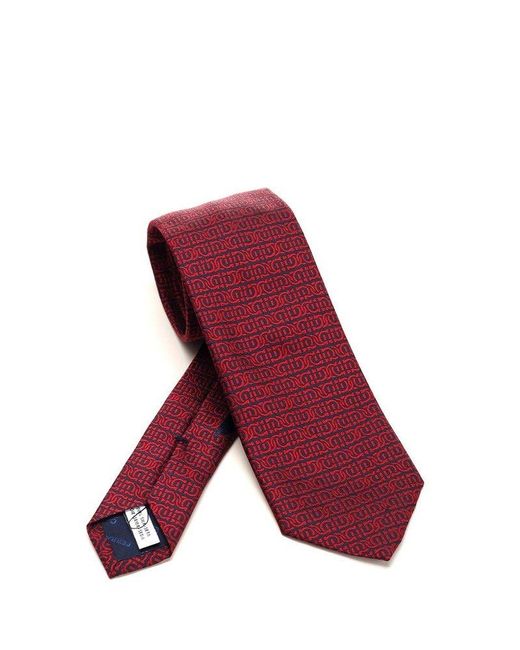 Ferragamo Red Gancini Printed Tie for men