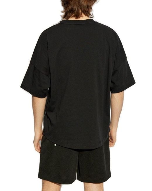Palm Angels Black T-Shirt With Print for men