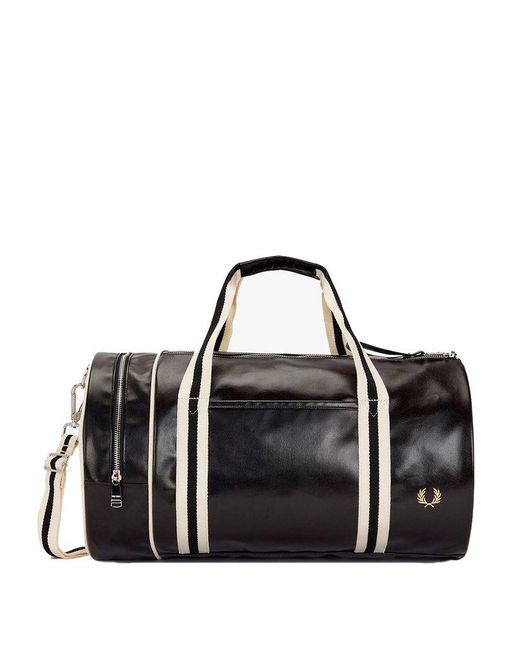 Fred Perry Black Logo-printed Zipped Holdall Bag for men
