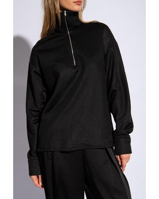 Jil Sander Black Half-zip Sweatshirt