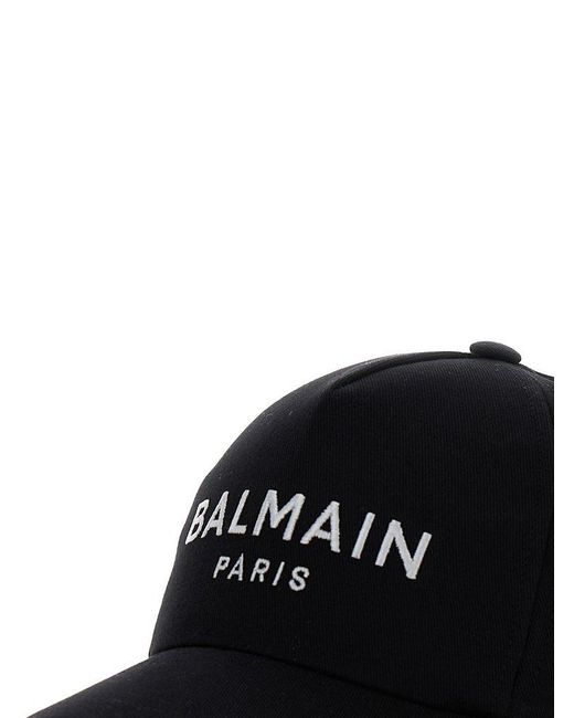 Balmain Black Baseball Cap With Logo Embroidery for men