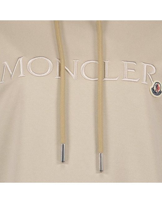 Moncler Natural Logo Embroidered Drawstring Hoodie