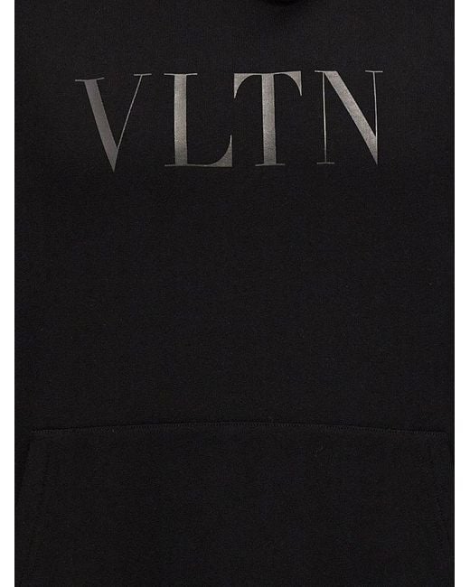 Valentino Black Logo Printed Drawstring Hoodie for men