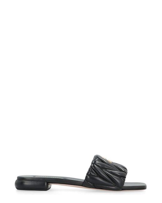Miu Miu Black Logo Detailed Slip-on Sandals