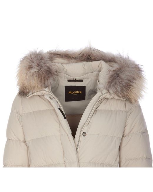 Moorer Natural Kilie-fur-kn Hooded Zipped Puffer Jacket