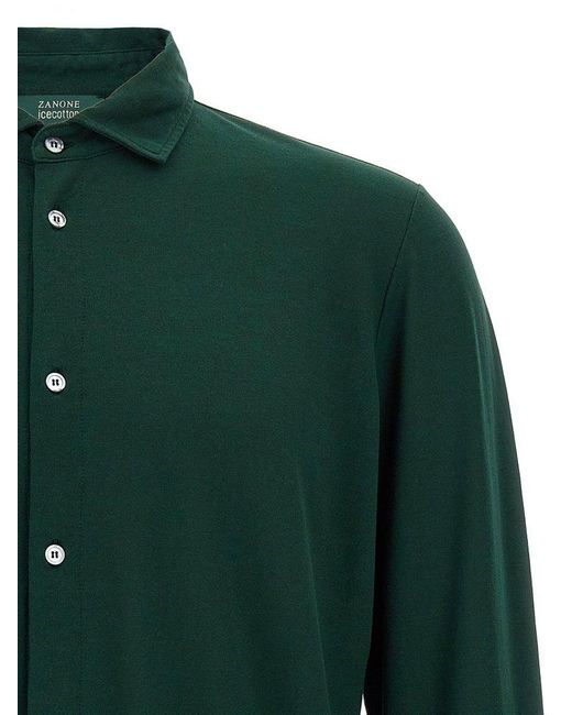 Zanone Green Classic Button-Up Shirt for men