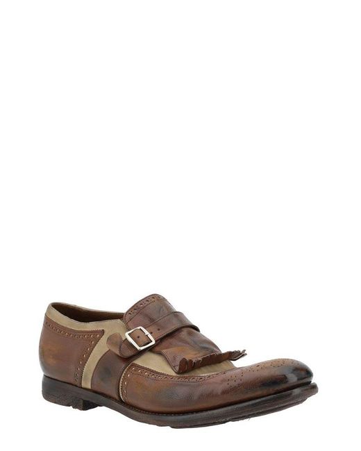 Church's Brown Glace Monk Strap Loafers for men