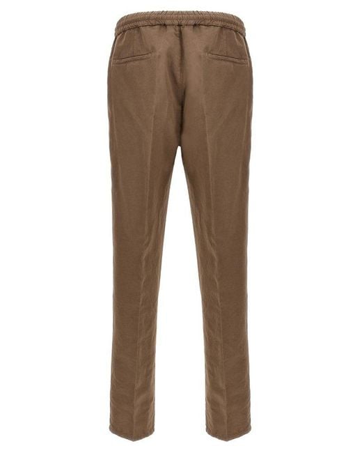 Brunello Cucinelli Natural Mid-rise Tapered-leg Trousers for men
