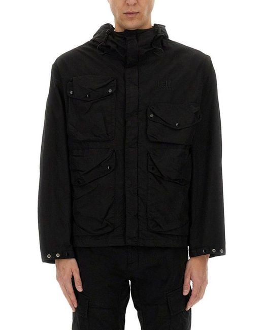 C P Company Black Goggle Hood Jacket for men