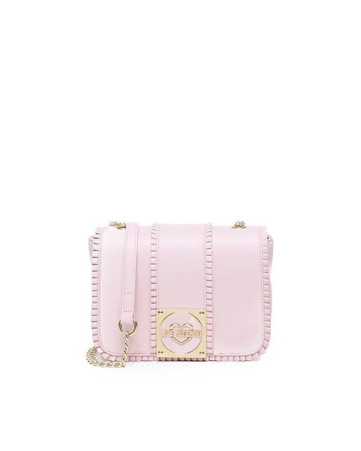 Love Moschino Pink Logo-plaque Chain-linked Crossbody Bag
