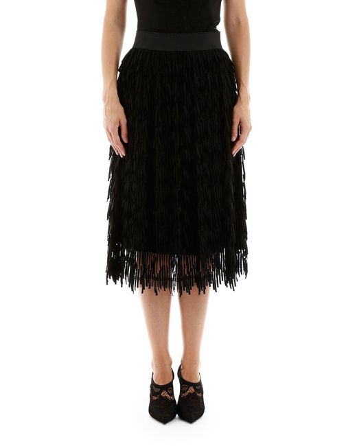 Dolce & Gabbana Fringed Tulle Skirt in Black - Save 25% - Lyst