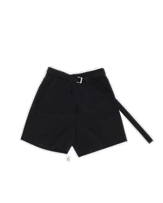 Sacai Black Logo-engraved Belted Bermuda Shorts for men