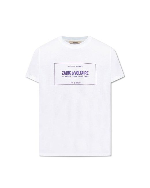 Zadig & Voltaire White 'ted' T-shirt With Logo, for men