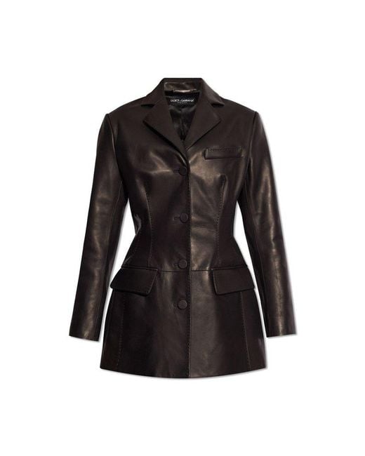 Dolce & Gabbana Black Leather Jacket,