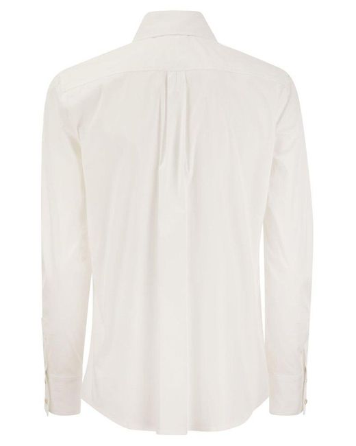 Max Mara Studio White Frine Stretch Cotton Shirt
