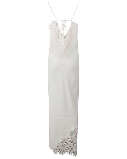 Rohe White Floral Lace Detailed Side Slit Maxi Dress