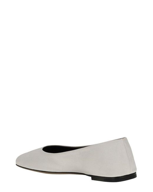 The Row White Square Toe Slip-On Ballet Flats