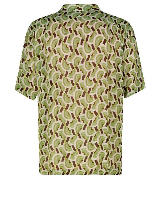 Dries Van Noten Green Sequin Embellished Short-sleeved Shirt for men