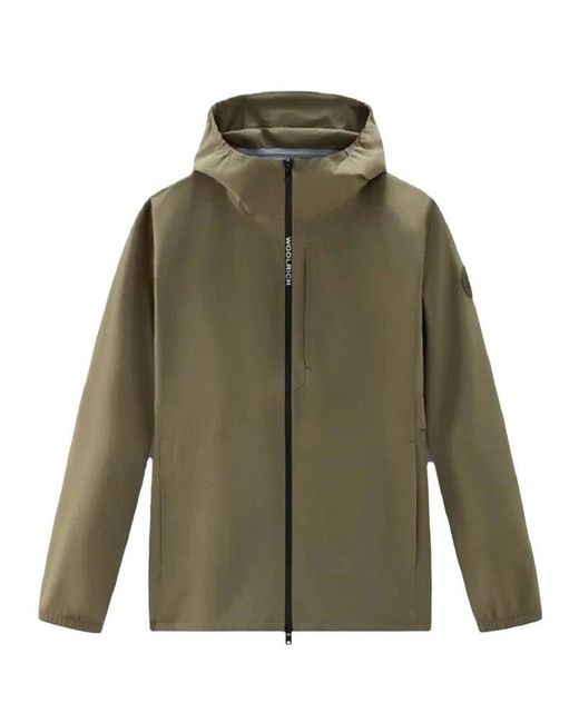 Woolrich Green Logo-patch Hooded Zipped Jacket for men