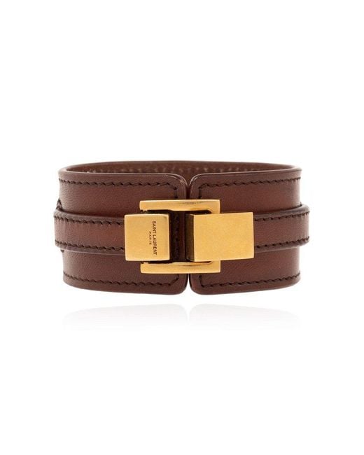 Saint Laurent Brown Leather Bracelet,
