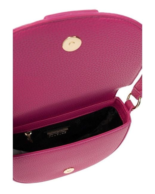 Versace Pink Baroque Buckle Foldover Top Tote Bag