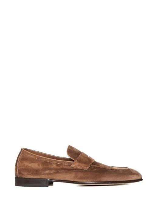 Brunello Cucinelli Brown Almond Toe Slip On Loafers for men