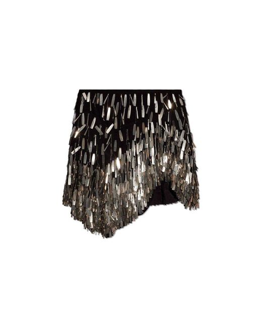 Isabel Marant Black Asymmetrical Sequined Skirt 'Daina'
