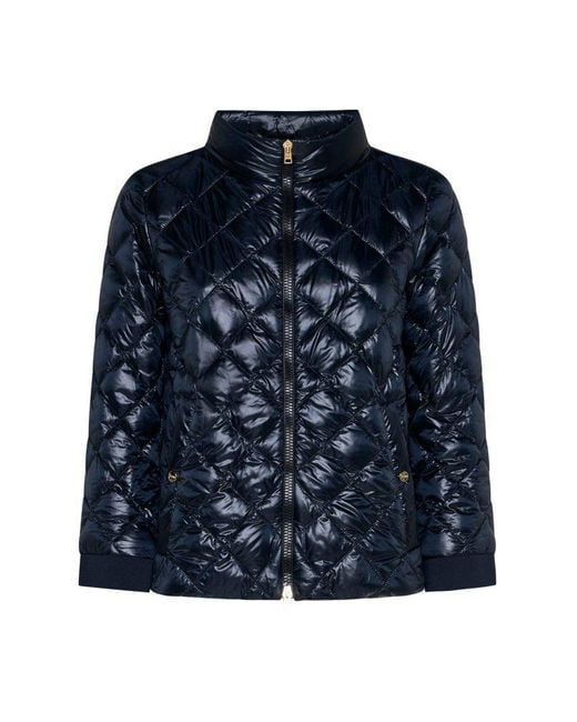 Herno Blue Quilted Nylon Down Bomber Jacket