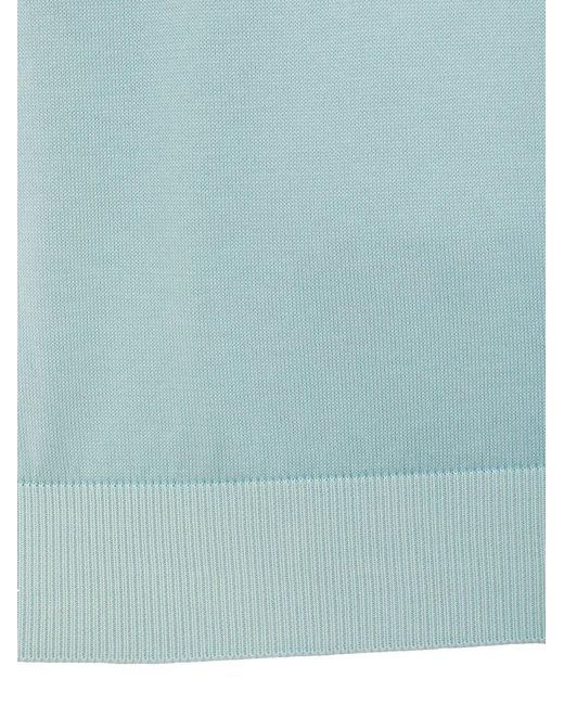Enrico Mandelli Blue Straight Hem Knitted Polo Shirt for men