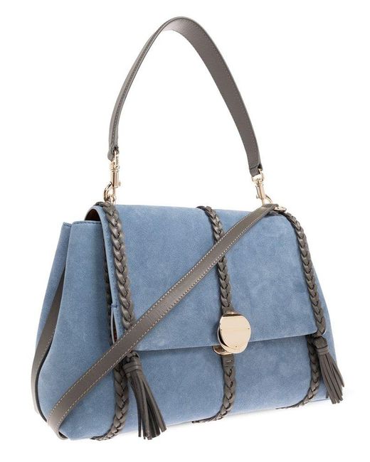 Chloé Blue Penelope Foldover Medium Tote Bag