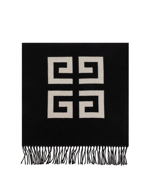 Givenchy Black Wool Scarf With Logo, for men