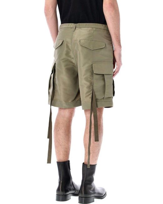 Sacai Green Nylon Cargo Shorts for men