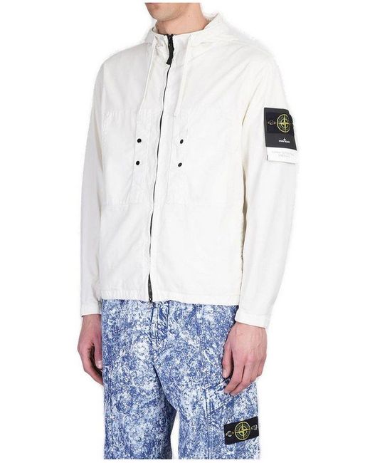 Stone Island White Drawstring Jacket for men