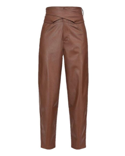 Pinko Brown Shelby Tapered-leg Trousers