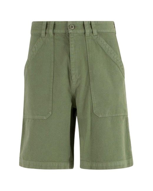 A.P.C. Green Knee-length Twill Shorts for men