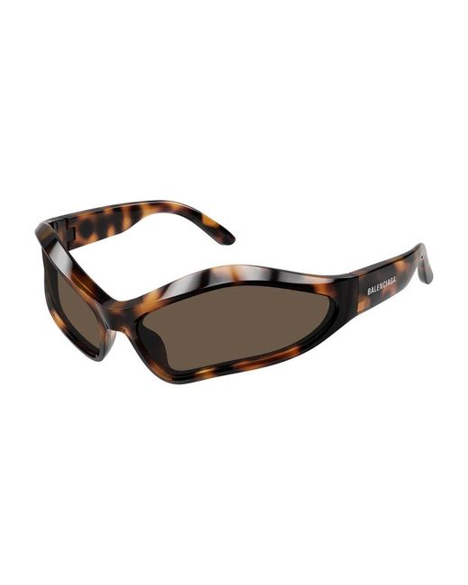 Balenciaga Brown Geometric Frame Sunglasses