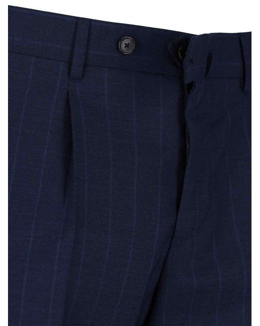 Caruso Blue Double-breasted Pinstripe Suit for men