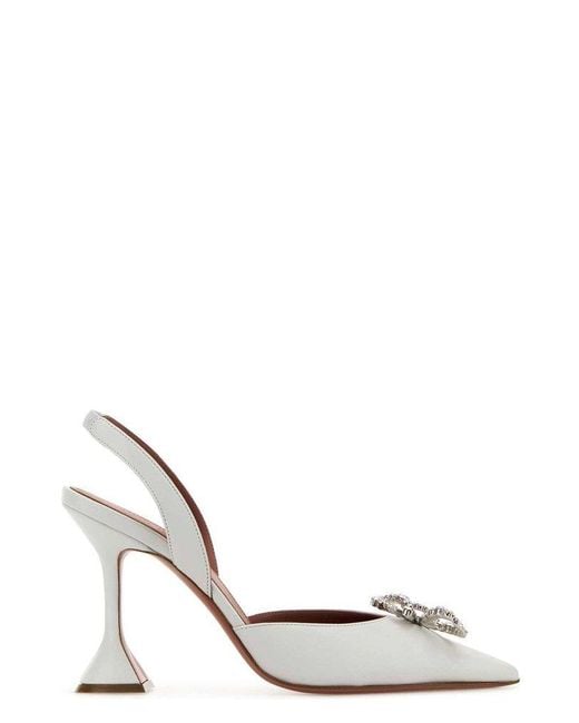 AMINA MUADDI White Rosie Slingback Pointed Toe Pumps