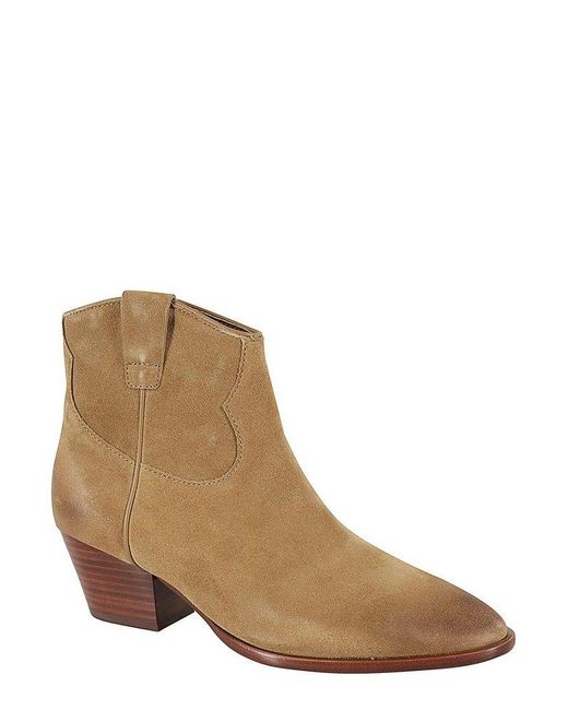 Ash Brown Pointed-toe Side-zip Ankle Boots