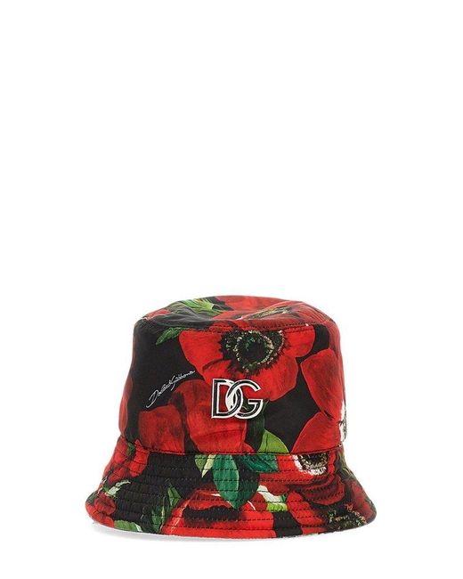 Dolce & Gabbana Red Floral Bucket Hat
