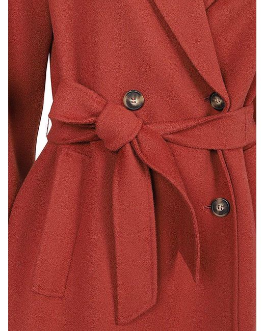 Weekend by Maxmara Red Double-breasted Belted Coat