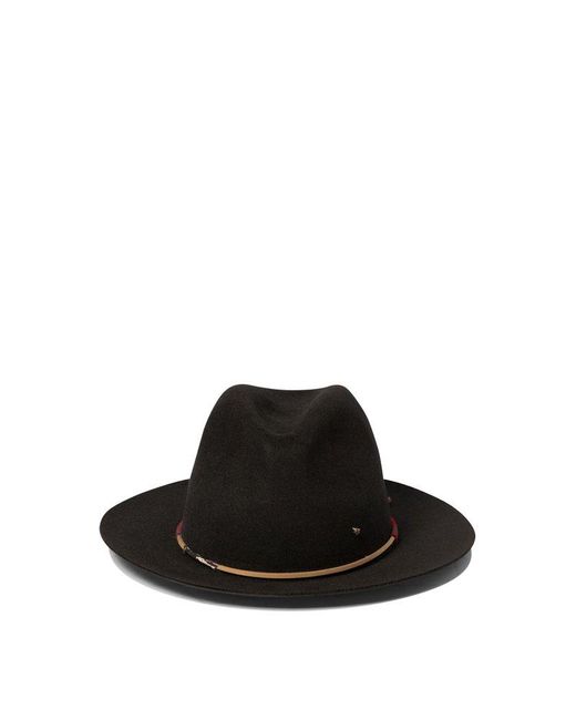 SUPERDUPER Black Duke Mend Fedora Hat for men