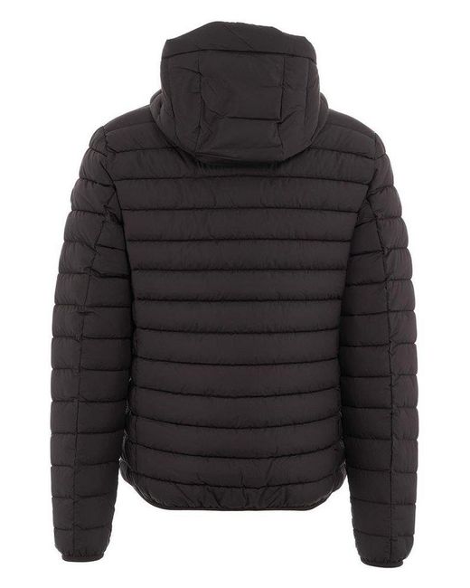 Save The Duck Black Quilted Hooded Jacket for men