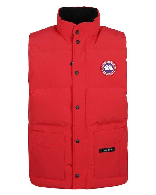 Canada Goose Red Logo Patch Button-up Gilet for men