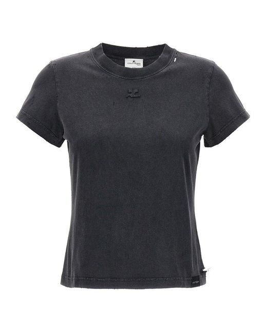 Courreges Black Cotton T-shirt