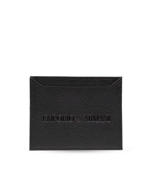 Emporio Armani Black Card Case With Logo, for men