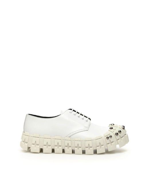 Prada White Studded Chunky Lace-up Shoes for men