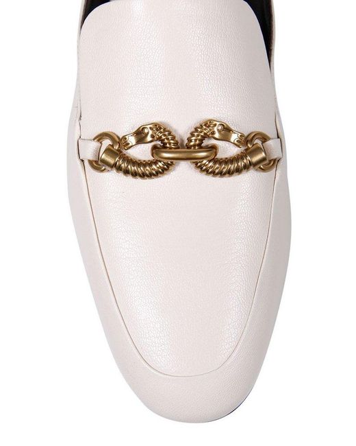 Tory Burch White Jessa Logo Plaque Backless Loafers